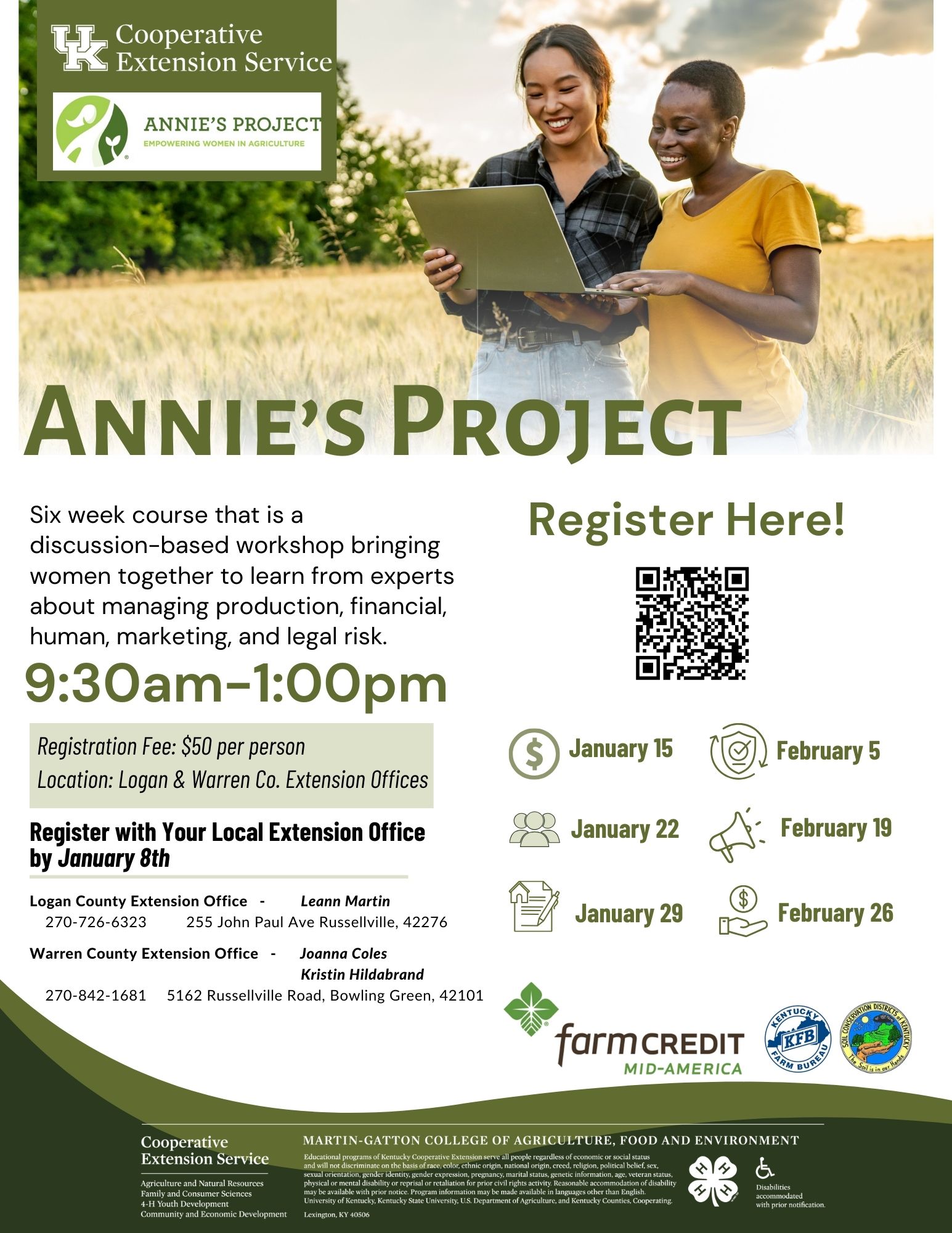 Annie's Project risk management for farm woman call 2708421681 for more info