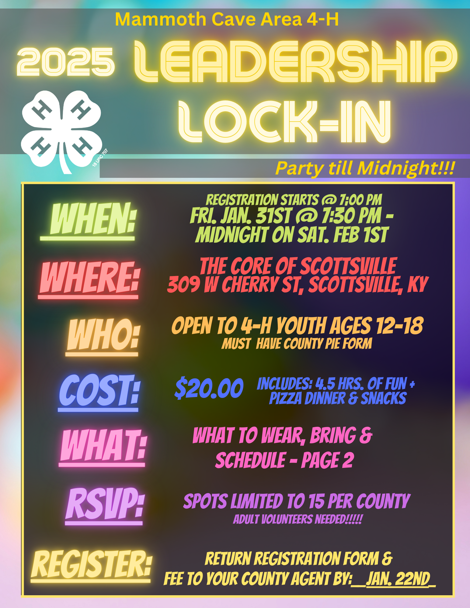 area teen lock-in